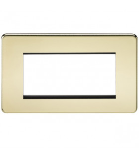 Screwless 4G Modular Faceplate - Polished Brass