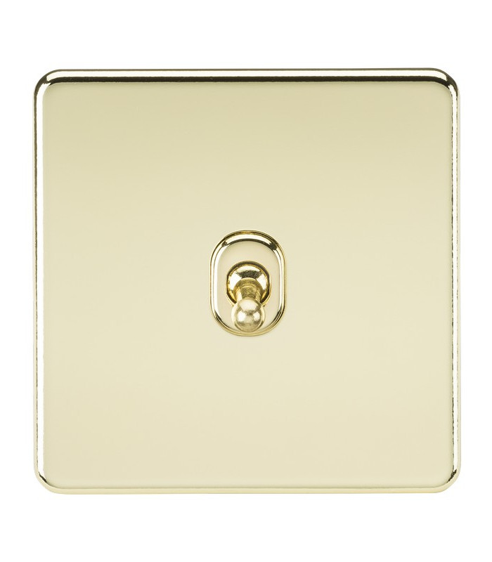 Screwless 10AX 1G Intermediate Toggle Switch - Polished Brass