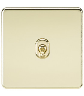 Screwless 10AX 1G 2-Way Toggle Switch - Polished Brass