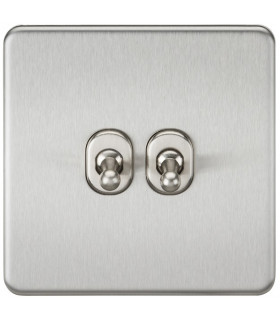 Screwless 10AX 2G 2-Way Toggle Switch - Brushed Chrome