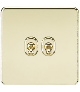 Screwless 10AX 2G 2-Way Toggle Switch - Polished Brass