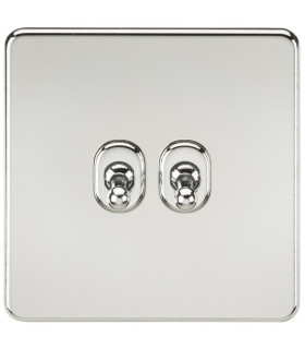 Screwless 10AX 2G 2-Way Toggle Switch - Polished Chrome