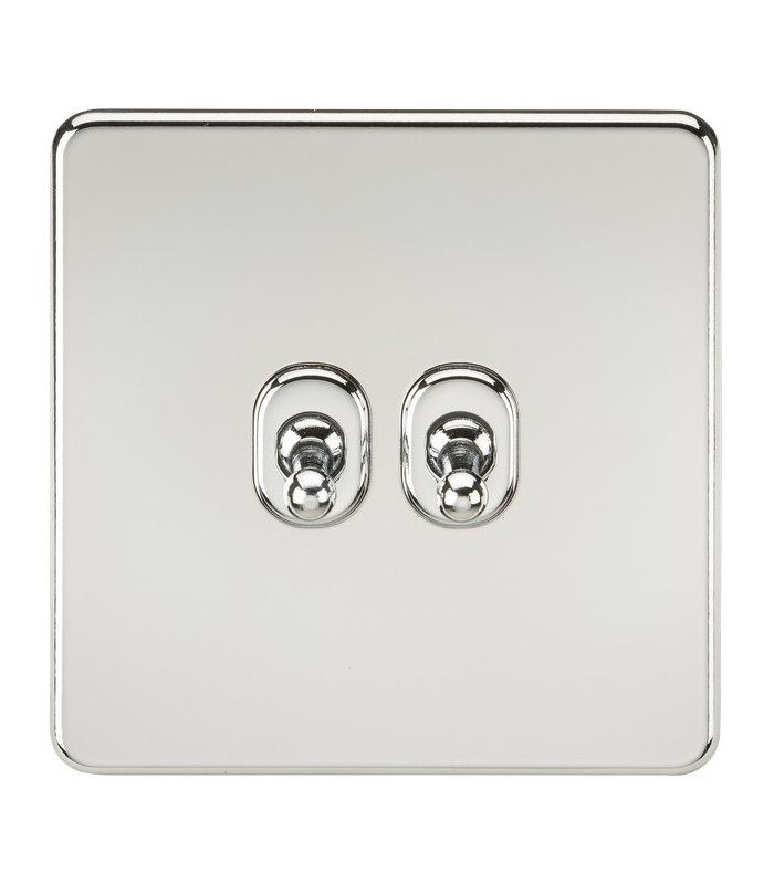 Screwless 10AX 2G 2-Way Toggle Switch - Polished Chrome