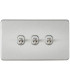 Screwless 10AX 3G 2-Way Toggle Switch - Brushed Chrome