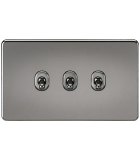 Screwless 10AX 3G 2-Way Toggle Switch - Black Nickel