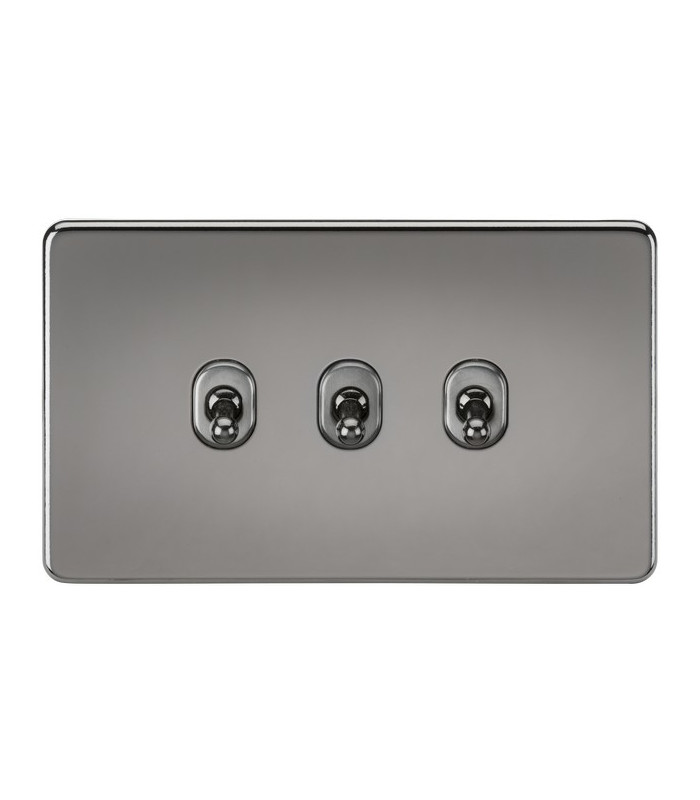 Screwless 10AX 3G 2-Way Toggle Switch - Black Nickel