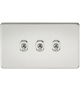 Screwless 10AX 3G 2-Way Toggle Switch - Polished Chrome