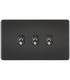 Screwless 10AX 3G 2-Way Toggle Switch - Matt Black with chrome toggles