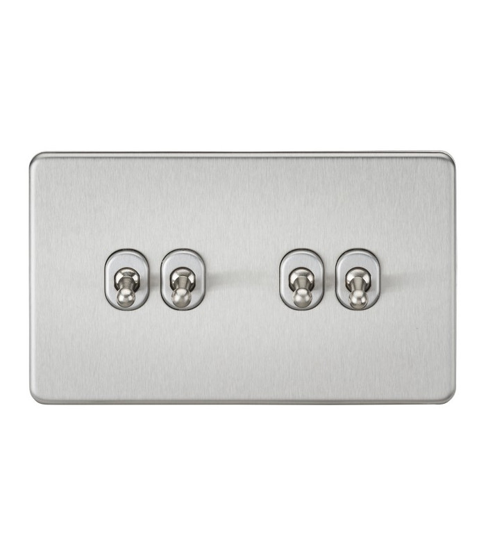 Screwless 10AX 4G 2-Way Toggle Switch - Brushed Chrome