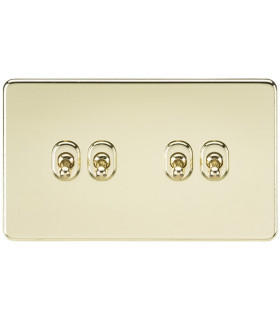 Screwless 10AX 4G 2-Way Toggle Switch - Polished Brass