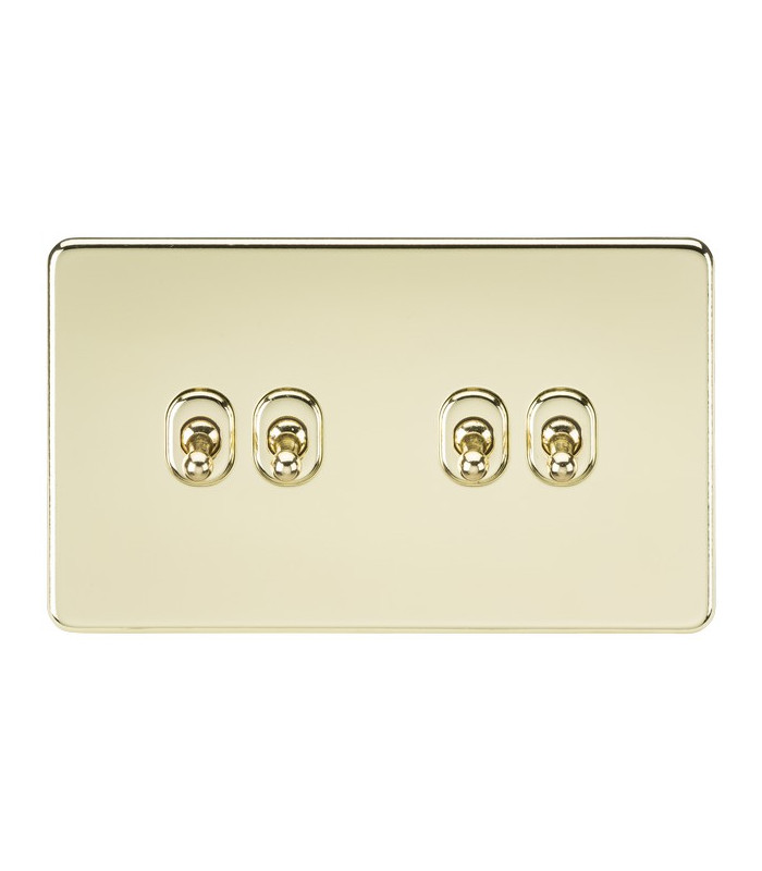 Screwless 10AX 4G 2-Way Toggle Switch - Polished Brass
