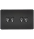 Screwless 10AX 4G 2-Way Toggle Switch - Matt Black with chrome toggles