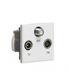 Triplexed TV /FM DAB/ SAT TV Outlet Module 50 x 50mm - White