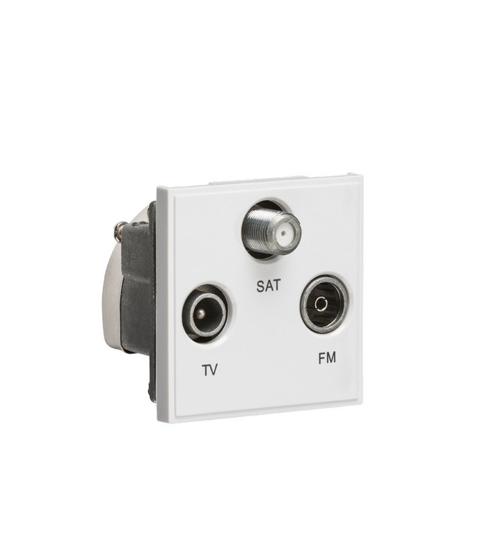 Triplexed TV /FM DAB/ SAT TV Outlet Module 50 x 50mm - White