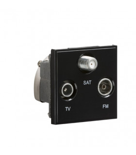 Triplexed TV /FM DAB/ SAT TV Outlet Module 50 x 50mm - Black