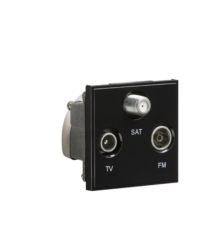 Triplexed TV /FM DAB/ SAT TV Outlet Module 50 x 50mm - Black
