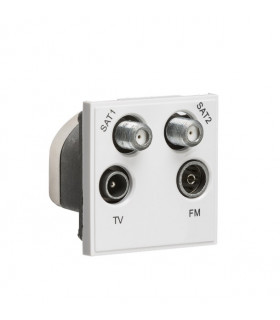 Quadplexed SAT1/SAT2/TV/FM DAB Outlet Module 50 x 50mm - White