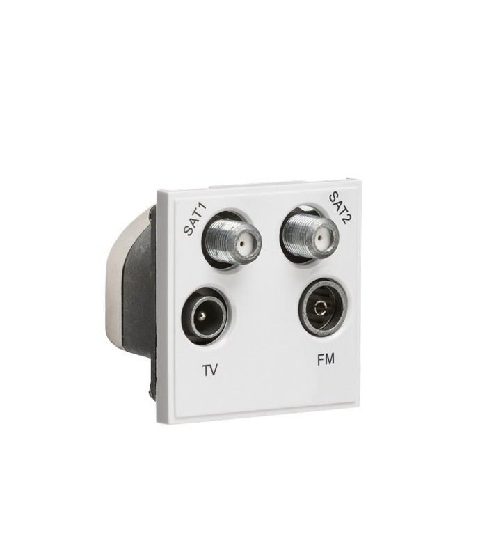 Quadplexed SAT1/SAT2/TV/FM DAB Outlet Module 50 x 50mm - White
