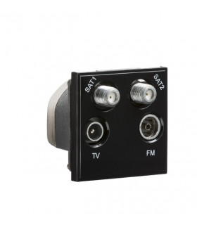 Quadplexed SAT1/SAT2/TV/FM DAB Outlet Module 50 x 50mm - Black