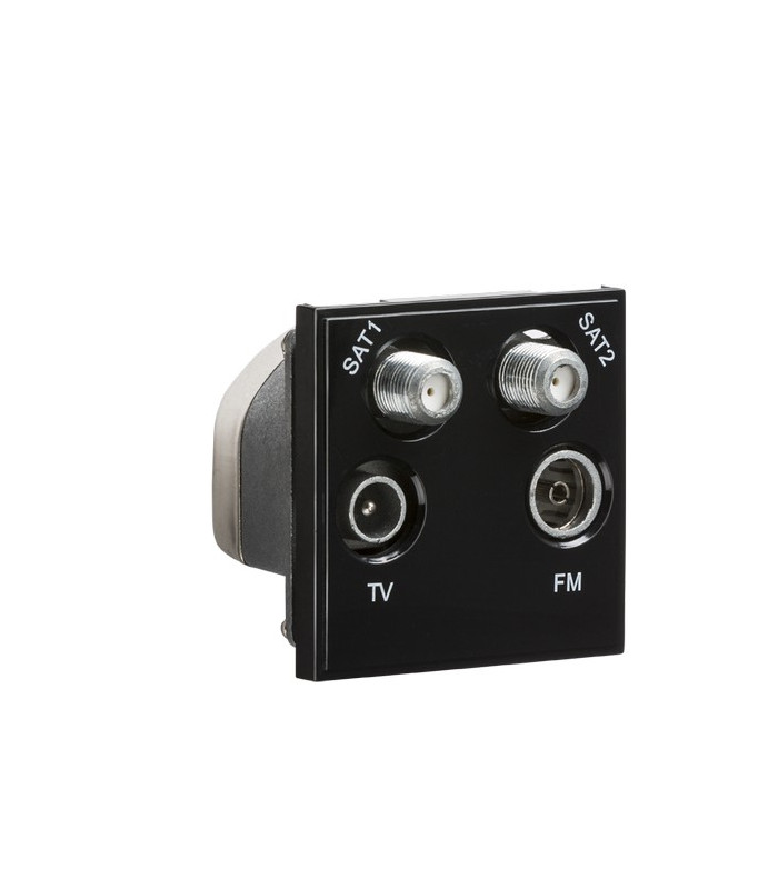 Quadplexed SAT1/SAT2/TV/FM DAB Outlet Module 50 x 50mm - Black