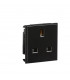 13A 1G unswitched socket module 50 x 50mm - black