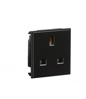 13A 1G unswitched socket module 50 x 50mm - black