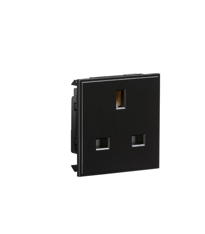 13A 1G unswitched socket module 50 x 50mm - black