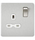 Screwless 13A 1G DP switched Socket - Brushed Chrome with white Insert
