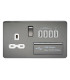 Screwless 13A switched socket with quad USB charger (5.1A) - black nickel with white insert
