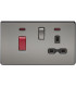 Screwless 45A DP switch and 13A switched socket with neons - black nickel with black insert