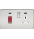 Screwless 45A DP switch and 13A switched socket with neons - polished chrome with white insert