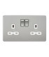 Screwless 13A 2G DP switched socket - brushed chrome with white insert