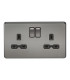 Screwless 13A 2G DP switched socket - black nickel with black insert