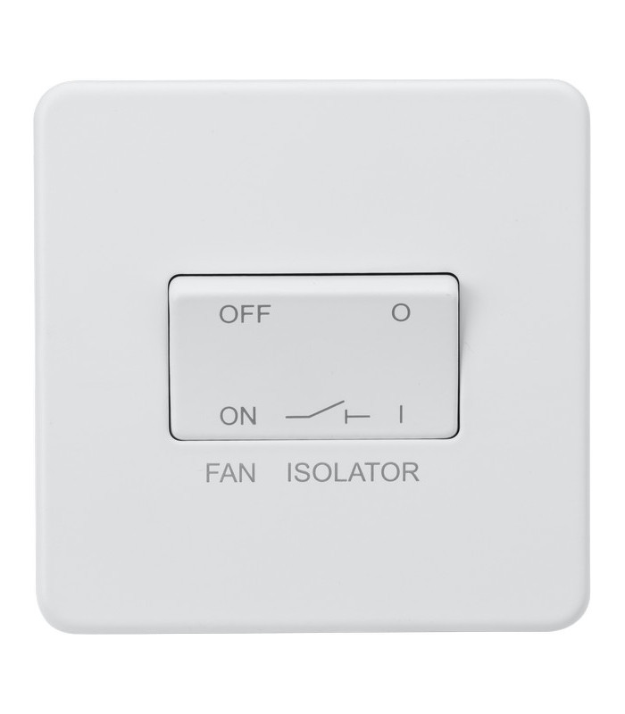 Screwless 10AX 3 pole fan isolator switch - Matt white