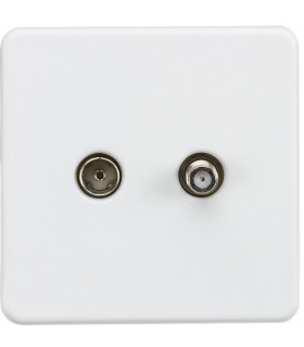 Screwless 1G TV and SAT TV outlet (isolated) - Matt white