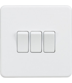 Screwless 10AX 3G 2-Way Switch - Matt White