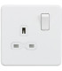 Screwless 13A 1G DP switched socket - Matt white with white insert
