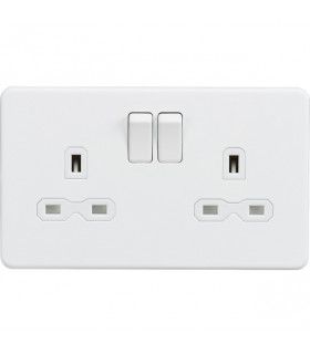 Screwless 13A 2G DP switched socket - Matt white