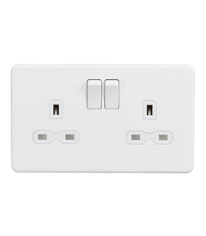 Screwless 13A 2G DP switched socket - Matt white