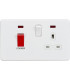 Screwless 45A DP switch and 13A switched socket with neons - matt white