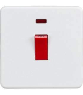 Screwless 45A 1G DP Switch with Neon - Matt White