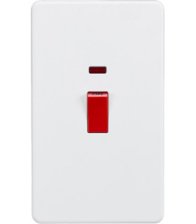 Screwless 45A 2G DP Switch with Neon - Matt White