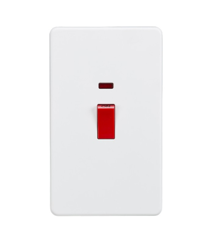 Screwless 45A 2G DP Switch with Neon - Matt White