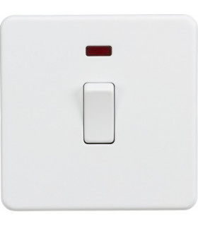Screwless 20A 1G DP Switch with Neon - Matt White