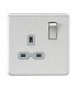 Screwless 13A 1G DP switched Socket - Brushed Chrome with grey Insert