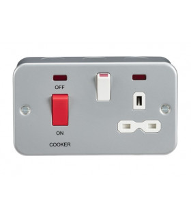 Metal Clad 2G 45A DP Cooker Switch and 13A Switched Socket with Neons