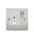 Flat plate 13A 1G DP switched socket - brushed chrome with white insert
