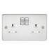 Flat plate 13A 2G DP switched socket - polished chrome with white insert