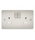 Flat plate 13A 2G DP switched socket - pearl with white insert
