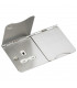 13A 2G unswitched floor socket - brushed chrome with white insert